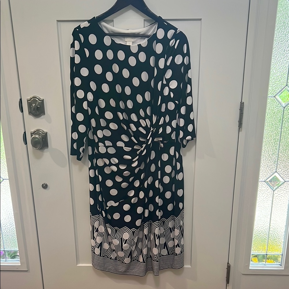 Chico's Black and White Ruched Midi Dress